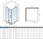 H K - Sprchovací kút MELODY F5 90x76 cm s jednokrídlovými dverami s pevnou stenou, (dvere 90cm / bočná stena 76cm) SE-MELODYF59076
