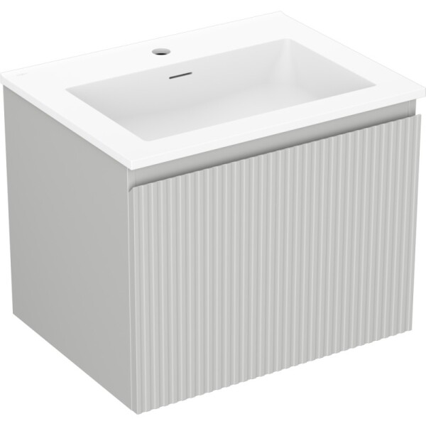 MEXEN/S - Rivel kúpeľňová skrinka 60 cm s umývadlom Otis, 1 šuplík, reliéf, šedá mat/biela mat 91A20-06047-1-BF62-W18M01