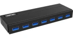 Unitek USB Hub 7 portov čierna / USB hub / 7x USB-A 3.0 / 5 Gbps / napájací adaptér 12V/3A (Y-3184)