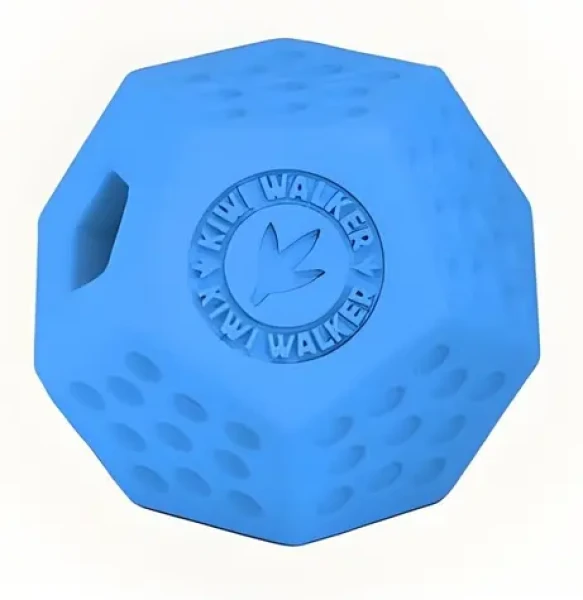 KIWI WALKER Gumová hračka Dodecaball Mini modrá / Otvor na maškrty / 7 cm (RUB-853)