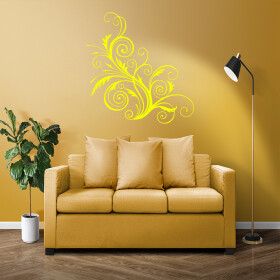 Veselá Stena Samolepka Ornament kvetina Farba: žlutá, Veľkosť: 80 x 84 cm