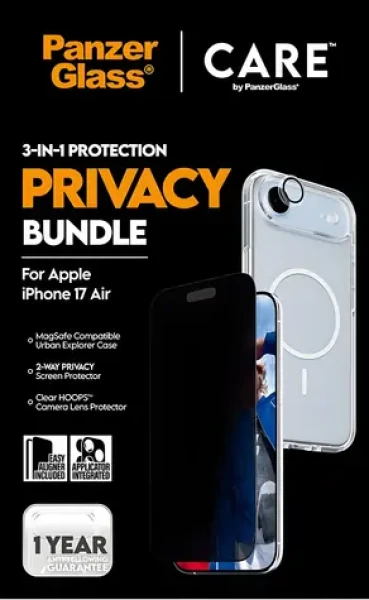 PanzerGlass Bundle 3v1 Privacy iPhone 17 Air / Ochranná sada / Privacy ochrana displeja / Temperované sklo