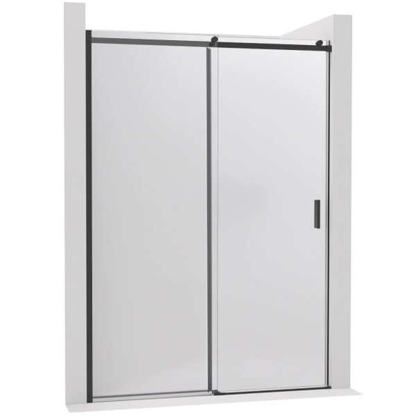 CERANO - Sprchové posuvné dvere Santoro - ľavá - 6 mm - čierna matná, mliečne sklo - 140x195 CER-662644