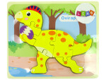 Mamido Drevené puzzle dinosaurus Stegosaurus žltá Oviraptor žltá