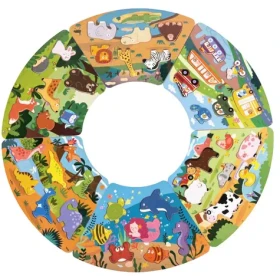2Kids Toys Drevené puzzle Kruh prepojiteľné 6 v 1