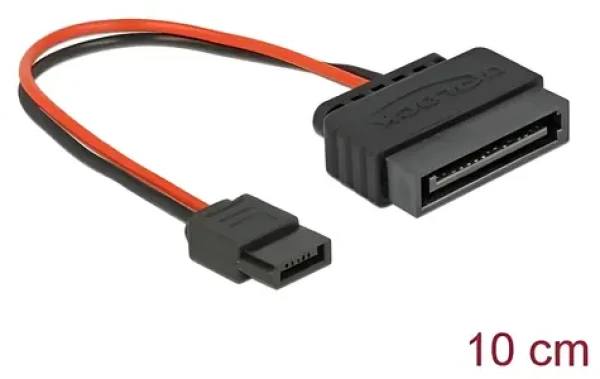 DeLock SATA Slim 6pin - SATA 15pin kábel čierna, červená / Napájací kábel / 0,1m (84873)