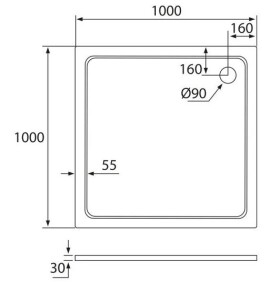 H K - THOR Sprchová vanička z liateho mramoru, štvorec, 100x100x3 cm SE-THOR-100SQ