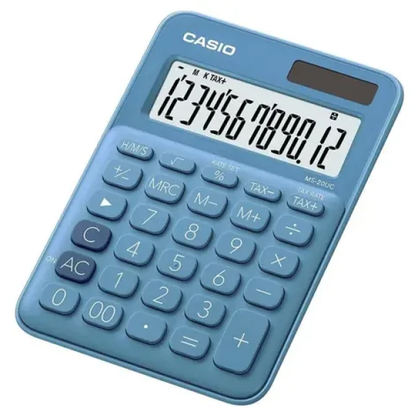 CASIO MS 20 UC BU modrá / Kalkulačka / dvanásťmiestna / duálne napájanie (MS 20 UC BU)