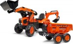 Falk šliapací traktor 2090W Kubota s prednou a zadnou lyžicou a prívesom