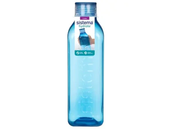 Sistema Hydrate Square Hranatá fľaša so skrutkovacím viečkom 1 l modrá (8592001423091)