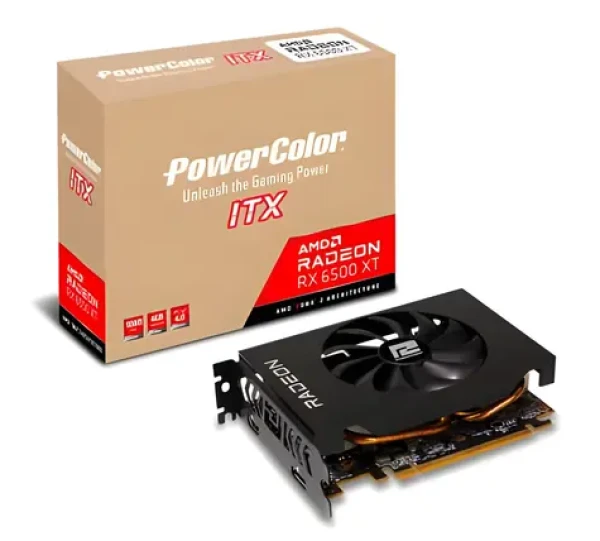 PowerColor Radeon RX 6500 XT ITX 4GB / Grafická karta / GDDR6 / 64-bit / 2815 MHz / 1x HDMI + 1x DP / 400W (AXRX 6500XT 4GBD6-DH)