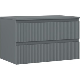 MEXEN/S - Rivel kúpeľňová skrinka pod umývadlo 80 cm s doskou, 2 zásuvky, reliéf, grafit mat 91A20-08047-2-BFFC66