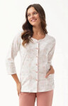 Luna 668 3/4 M-2XL L24 dámske pyžamo ECRU-BLUE XXL