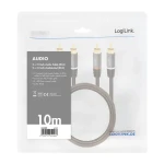 LogiLink audio kábel 2x RCA(M) - 2x RCA(M) 10 m čierna / Audio kábel / Pozlátené konektory / Tienený (CA1209)