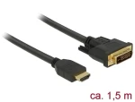 DeLock HDMI - DVI 24+1 1,5 m čierna / Redukcia / Obojsmerný prenos / Rozlíšenie 2560 × 1600 px / Pozlátené konektory (85653)
