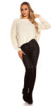 Trendy KouCla knit sweater with side- Button Einheitsgroesse