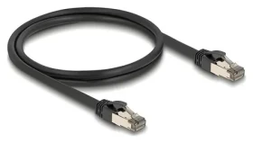 DeLock RJ45 Cat.6A U/FTP čierna / Sieťový kábel / 1 m / nerezový vnútorný plášť / odolný voči vlhkosti a prachu (80240)