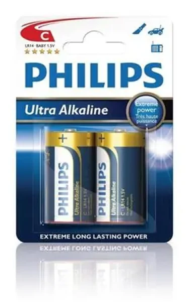 Philips batéria C ExtremeLife+, alkalická - 2ks (LR14E2B/10)