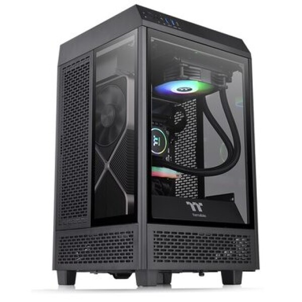 Thermaltake The Tower 100 Black / Mini ATX / 1x USB C 3.2 / 2x USB 3.0 / Bez zdroja / priehľadná bočnica (CA-1R3-00S1WN-00)