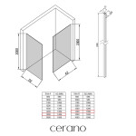 CERANO - Sprchová zástena Walk-in Crystal TL/P - 10 mm - bezvzperový systém - chróm, grafitové sklo - 150x140x200 CER-8050BD80406