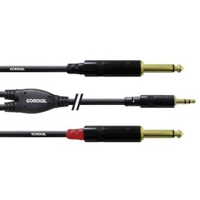 Cordial CFY1,5WPP audio káblový adaptér [1x jack zástrčka 3,5 mm - 2x jack zástrčka 6,35 mm] 1.50 m čierna; CFY1,5WPP