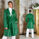 Sexy Koucla leather look coat with belt green Einheitsgroesse