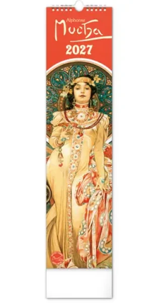 NOTIQUE Nástenný kalendár Alfons Mucha 2027, 12 x 48 cm (PGN-36840-L)