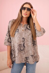 Dámska bavlnená blúzka s vyhrnutými rukávmi a paisley vzorom fango UNI
