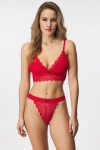 Brazilky HUGO Lace Red s vysokým pásom