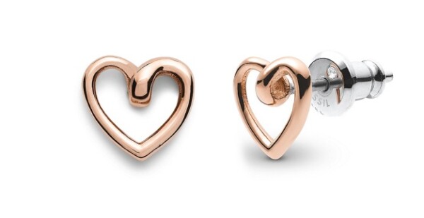 Fossil Nežné pozlátené náušnice srdiečka Sawyer JOF00609791