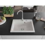 MEXEN MEXEN - Elix granitový drez 1-miska 600 x 500 mm, biela, sifón chróm 6525601005-20
