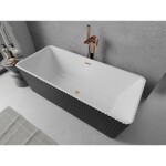 MEXEN/S - Nila voľne stojaca vaňa reliéf 170 x 75, biela/čierna, sifón a prepad meď kartáčovaná 52841708075-65