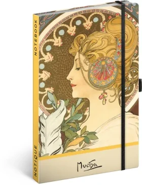 NOTIQUE Notes Alfons Mucha - Pero, bodkovaný, 13 x 21 cm (A-34391)