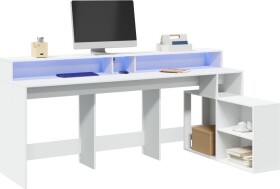 VidaXL Biurko z podświetleniem LED, biele, 200x104x91 cm