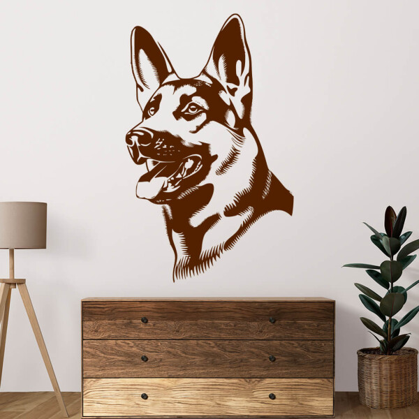 Veselá Stena Samolepka Nemecký ovčiak Farba: hnědá, Veľkosť: 60 x 37 cm