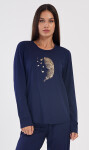 Dámske dlhé pyžamo Feathers tmavě modrá 2XL
