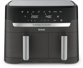 TEFAL Dual Easy Fry Grill EY905B sivá / Teplovzdušná fritéza / 2700 W / 8,3 l / 8 programov (EY905B)