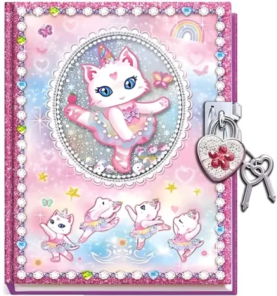 ALLTOYS Denník so zámkom Mačička / Zápisník / 18x14 cm (530BK)