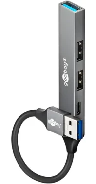 Goobay 74458 svetlo šedá / USB hub / 4 porty / USB-C a USB-A / 5 Gb/s (74458)
