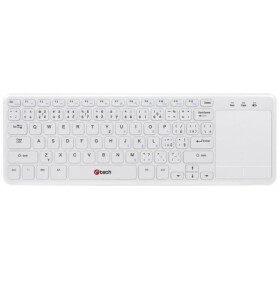 C-TECH WLTK-01 biela / Bezdrôtová klávesnica s touchpadom / USB (WLTK-01W)