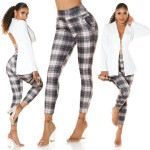 Sexy high-waist trousers with checked pattern pink S/M