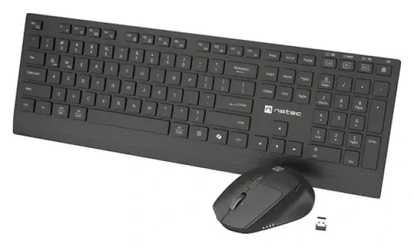 Natec Stingray 2 čierna / Set klávesnice a myši / US / Bezdrôtové / Bluetooth + USB-A / Numerická klávesnica (NZB-2315)