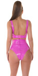 Sexy Koulca Latexlook Top deep V-Neck pink M