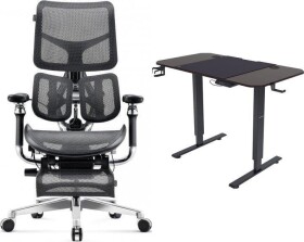 Diablo Chairs BRAVE Fotel biurowy ergonomiczny V-KINETIC czarny + EGON 1100 Orzechowe 110 cmx60 cm