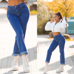 Sexy used look push up flarred jeans denimblue