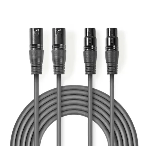 Nedis Vyvážený Audio kábel 2x XLR 3pinový (M) - 2x XLR 3pinová (F) 1.50 m tmavo šedá (COTH15030GY15)