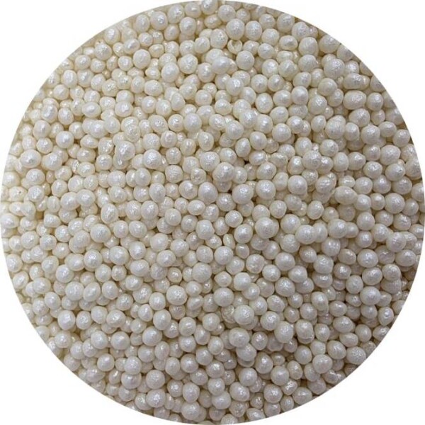 Cukrovo-ryžové perly biele, perleťové 3–4 mm, 80 g - I LOVE CAKES - I LOVE CAKES