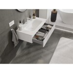 MEXEN/S - Rivel kúpeľňová skrinka 90 cm s umývadlom Vela, 1 šuplík, reliéf, biela mat 91A20-09023-1-BF01-W23M01