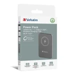 Verbatim Charge 'n' Go šedá / Magnetická bezdrôtová powerbanka / 10000 mAh / USB-C / MagSafe / 15-20W (32249)