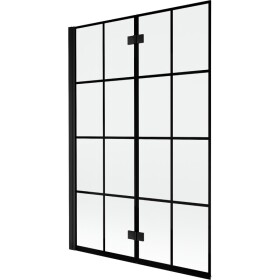 MEXEN - MIST vaňová zástena 120x150 cm 6mm 2-s, čierna, dekor, ľavá 8A9-120-002-70-77-L